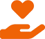 A hand with an orange heart above it.